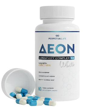 PERPETUA.LIFE AEON Longevity Complex White, Supplement with Curcumin, NMN (Nicotinamide Mononucleotide), AKG, Glycine & Taurine, Supports Healthy Aging, Energy & Immune System, Vegan, 60 Capsules PERPETUA.LIFE uk supplements