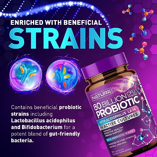 80 Billion CFU Probiotic - Daily Digestive Gut Health Supplement for Men & Women Built by Nature uk supplements