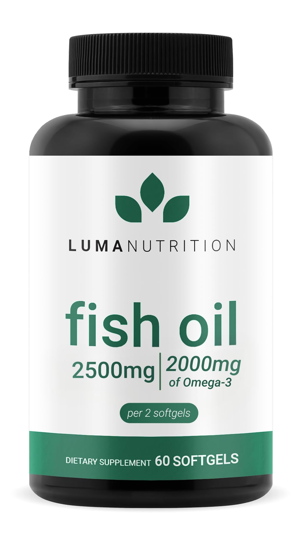 Luma Nutrition Omega 3 Fish Oil Supplement - Extra Strength 2500mg Per Serving - 2000mg EPA & DHA Per Serving - Brain and Heart Health - 60 Softgels, 30 Servings Luma Nutrition uk supplements