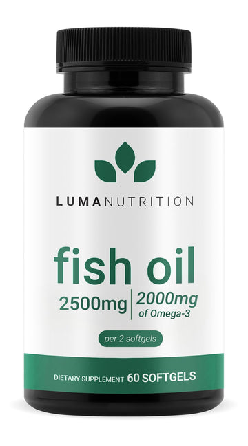 Luma Nutrition Omega 3 Fish Oil Supplement - Extra Strength 2500mg Per Serving - 2000mg EPA & DHA Per Serving - Brain and Heart Health - 60 Softgels, 30 Servings Luma Nutrition uk supplements