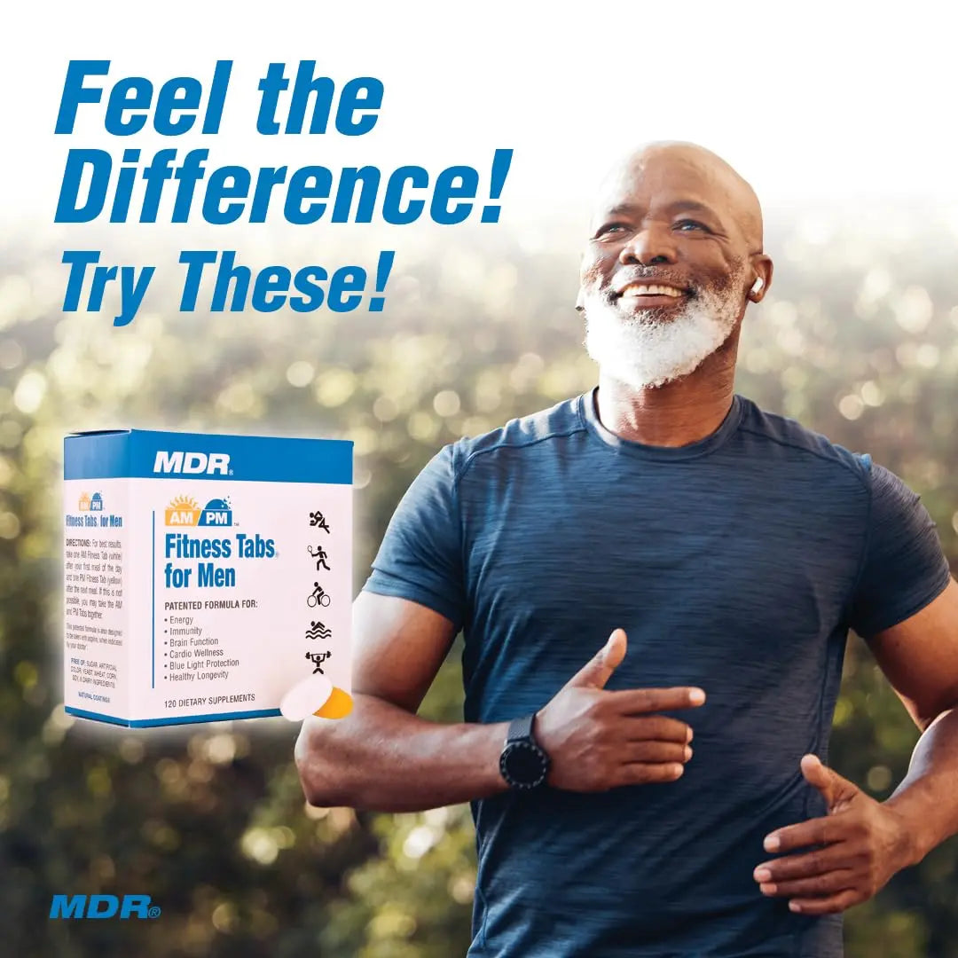 MDR Fitness Tabs Patented AM/PM Multivitamin for Men Doctor Formulated with Right Nutrients at The Right Time - Gluten Free - 2 Month Supply MDR uk supplements