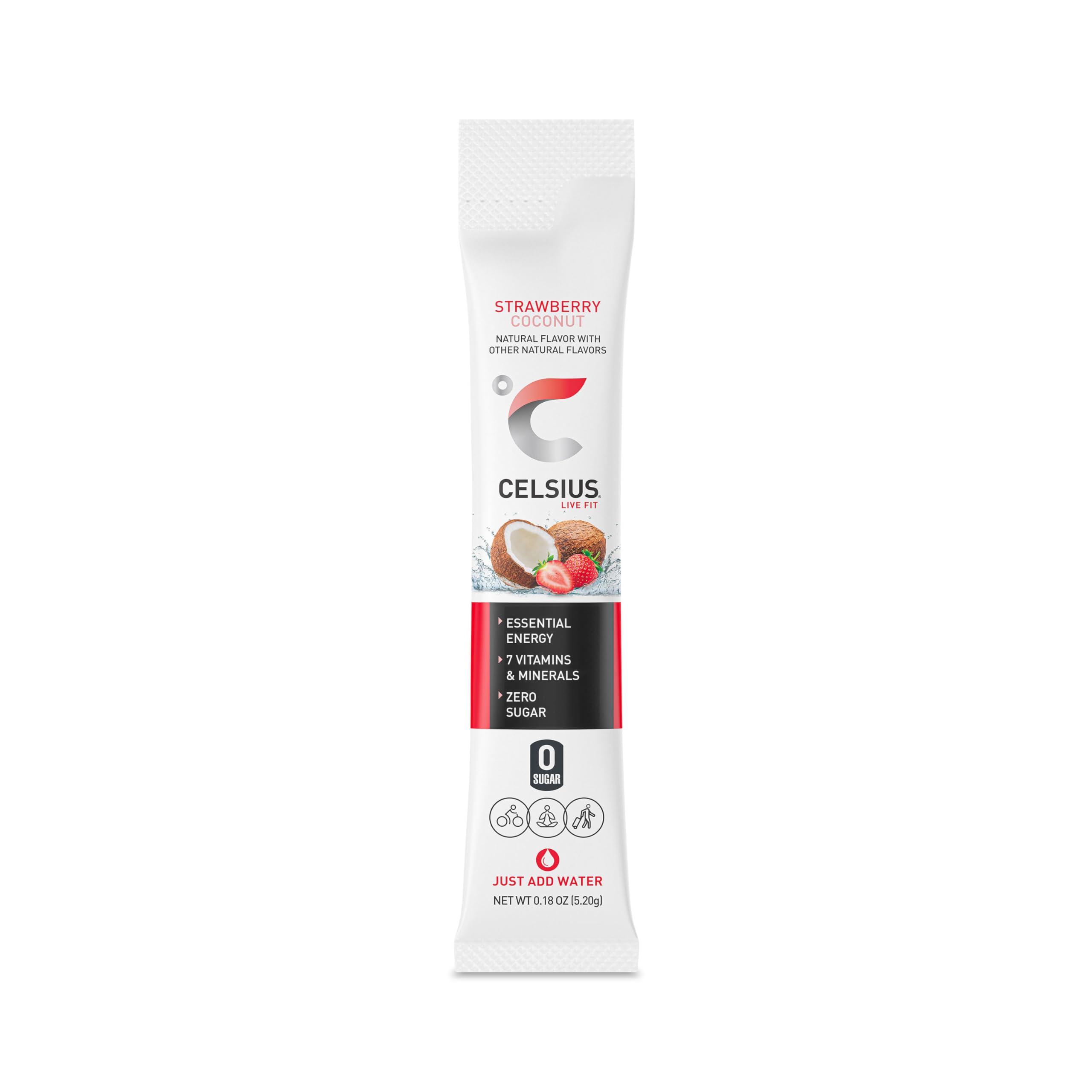 CELSIUS On-the-Go Essential Energy Drink Mix, Strawberry Coconut (14 Stick Pack) CELSIUS uk supplements