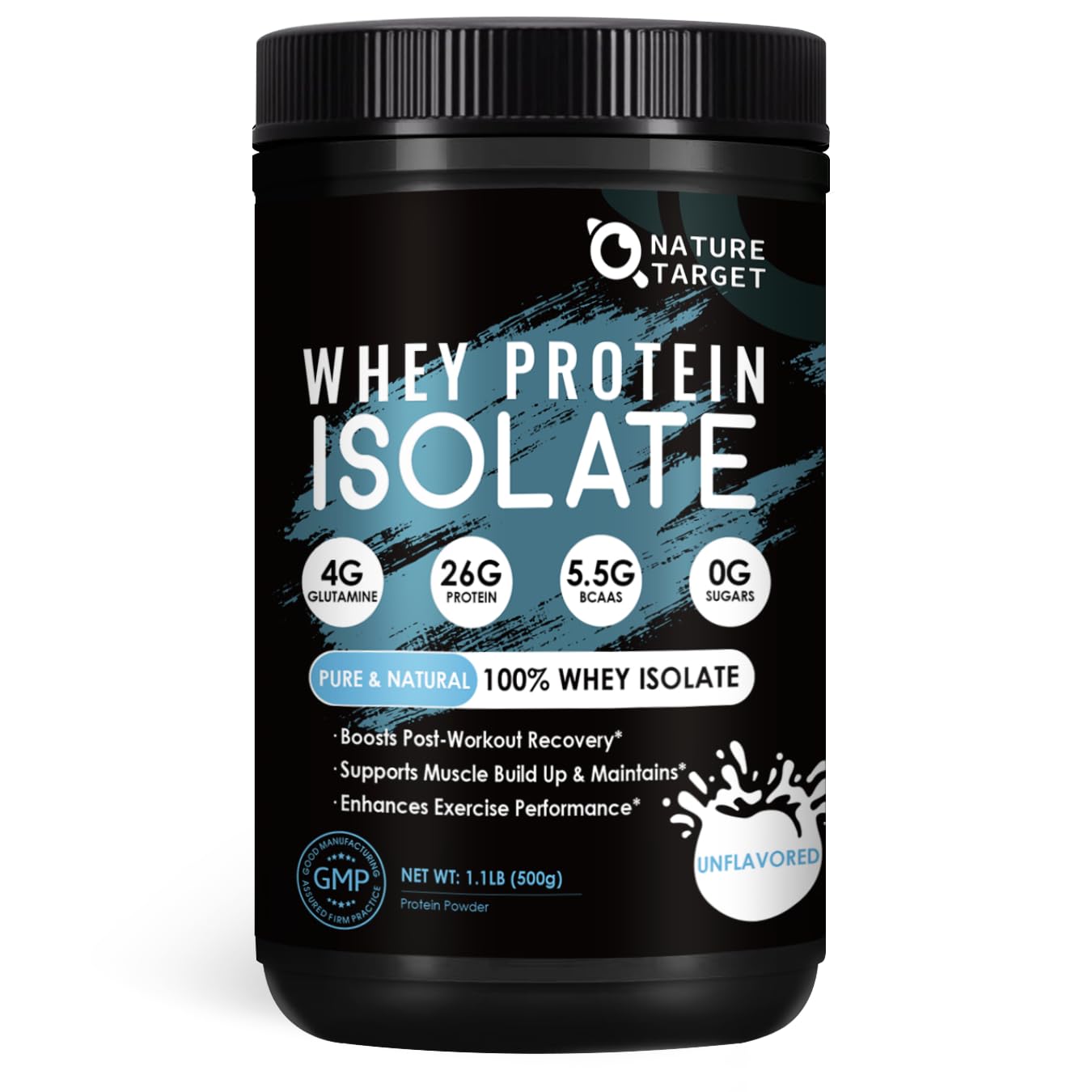 NATURE TARGET Unflavored Whey Protein Isolate - 26g Protein, 0g Sugar, Keto Friendly - No rBGH, Grass Fed - Perfect for Coffee, Baking & Smoothies - 1.10 LB (16 Servings) NATURE TARGET uk supplements
