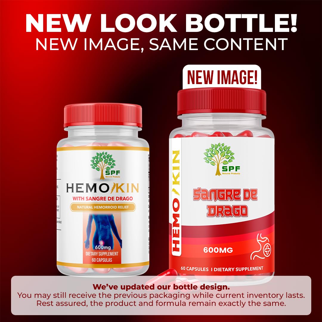 SPF Natural Products HEMOKIN with Sangre de Drago – Hemorrhoid and Fissure Relief Supplement, Helps with Itching, Swelling, Pain Relief (60 Caps) (1) SPF Natural Products uk supplements