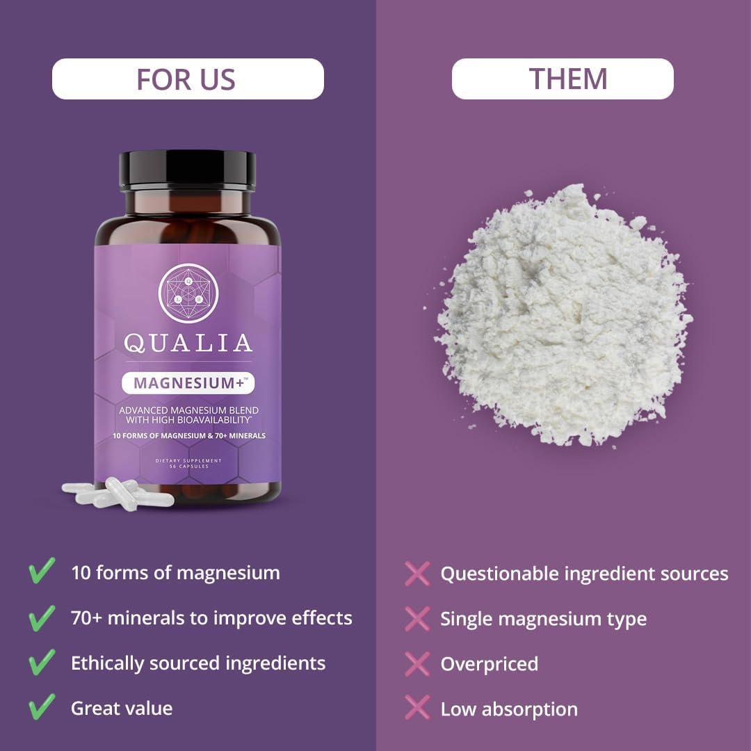 Qualia Magnesium Supplement | 10 Bioavailable Forms, Including Magnesium Glycinate, with 70+ Supporting Minerals, +7 Amino Acids | Doctor-Formulated to Support Sleep, Stress Relief, Heart, Relaxation QUALIA LIFE SCIENCES uk supplements