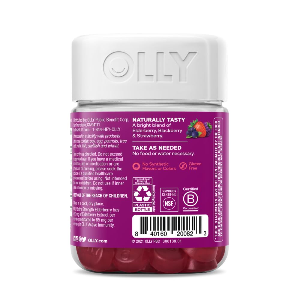 OLLY Extra Strength Elderberry Gummies, Immune Support, 450mg Elderberry, Vitamin C OLLY uk supplements