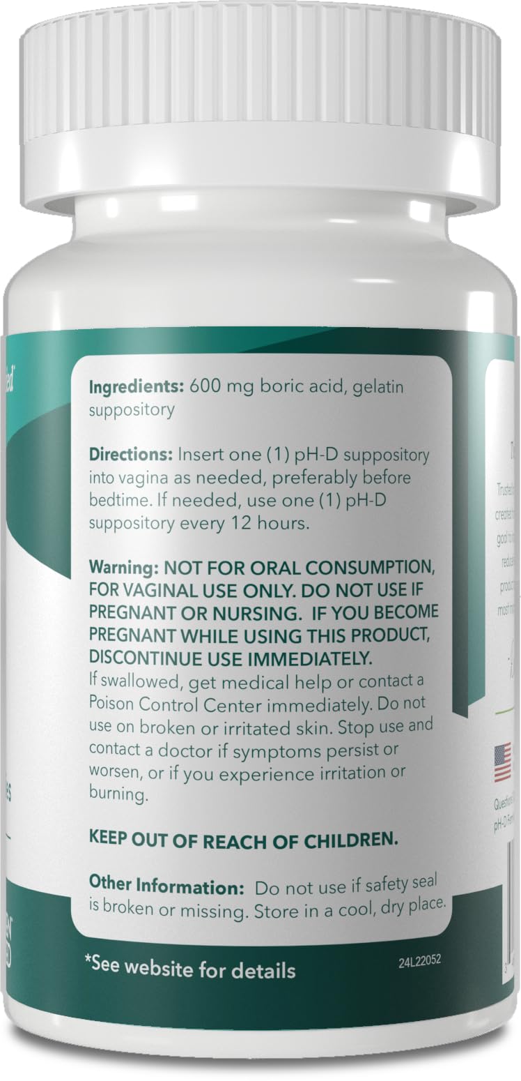 pH-D Feminine Health - 600 mg Boric Acid Suppositories - Woman Owned - for Vaginal Odor Use - 36 Count pH-D Feminine Health Support uk supplements