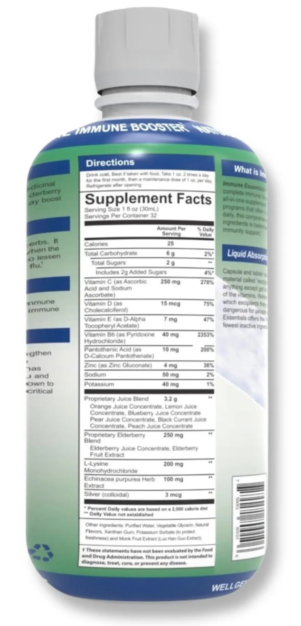 Wellgenix Immune Essentials - Multivitamin Liquid for Men, Women & Kids - Vegan Supplement with Vitamins C, D Elderberry Zinc Wellgenix uk supplements