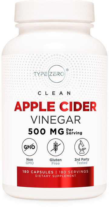 Type Zero Apple Cider Vinegar Capsules (180 Count) 500mg Per Serving - Non-GMO, Gluten-Free Supplement Type Zero uk supplements