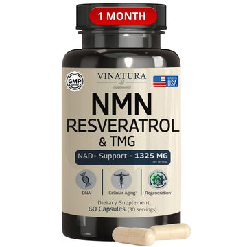 VINATURA NMN Complex Supplement 1325MG - NMN 1000mg with Resveratrol and TMG, Support NAD+, 60 Capsules VINATURA uk supplements