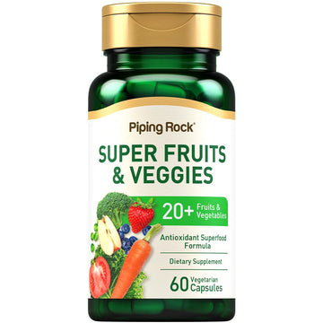 Piping Rock Fruits and Veggies Supplement | 60 Capsules | Superfood Fruit and Vegetables Vitamins | with Prebiotic Blend | Vegetarian Formula | Non-GMO, Gluten Free Piping Rock uk supplements