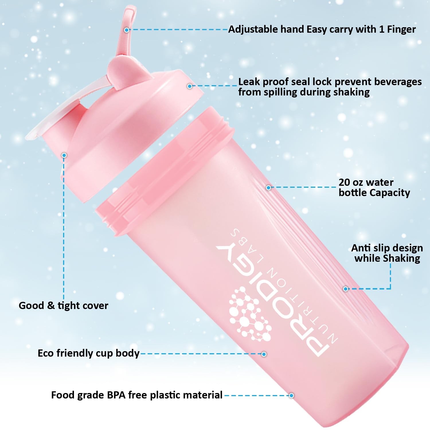 Protein Shaker 20oz Large Shaker Bottle Perfect for Workout Supplements, Protein powder Prodigy Nutrition Labs uk supplements