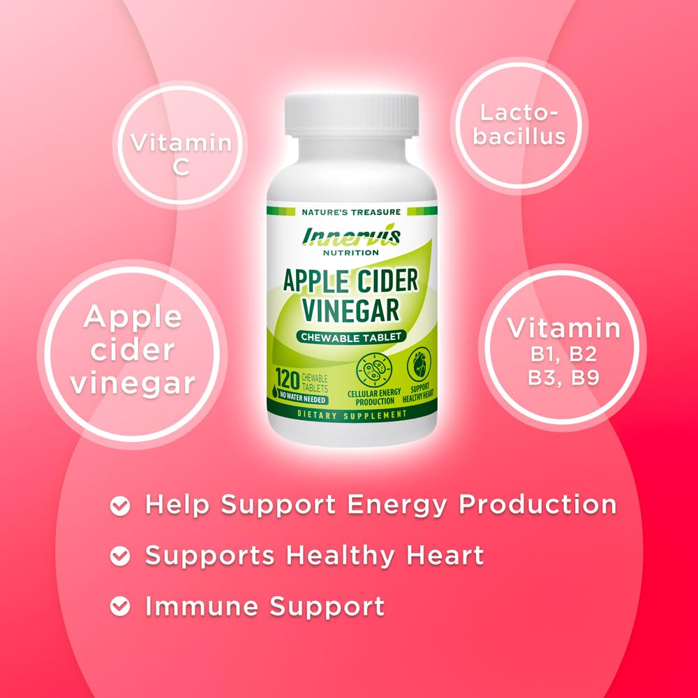 INNERVISNUTRITION Apple Cider Vinegar 120 Chewable Tablets Healthy Heart Immune INNERVISNUTRITION uk supplements