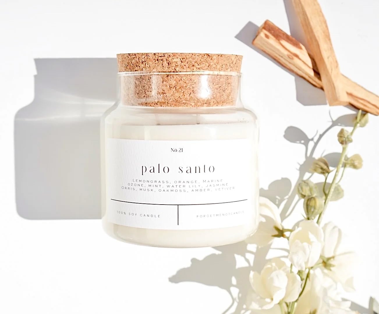 Palo Santo 22oz Soy Wax Candle FORGET ME NOT CANDLE uk supplements