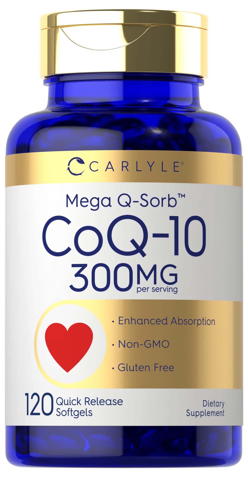 Carlyle CoQ10 300mg | 120 Softgels | Mega Q-Sorb Coenzyme Q-10 | with Black Pepper Carlyle uk supplements