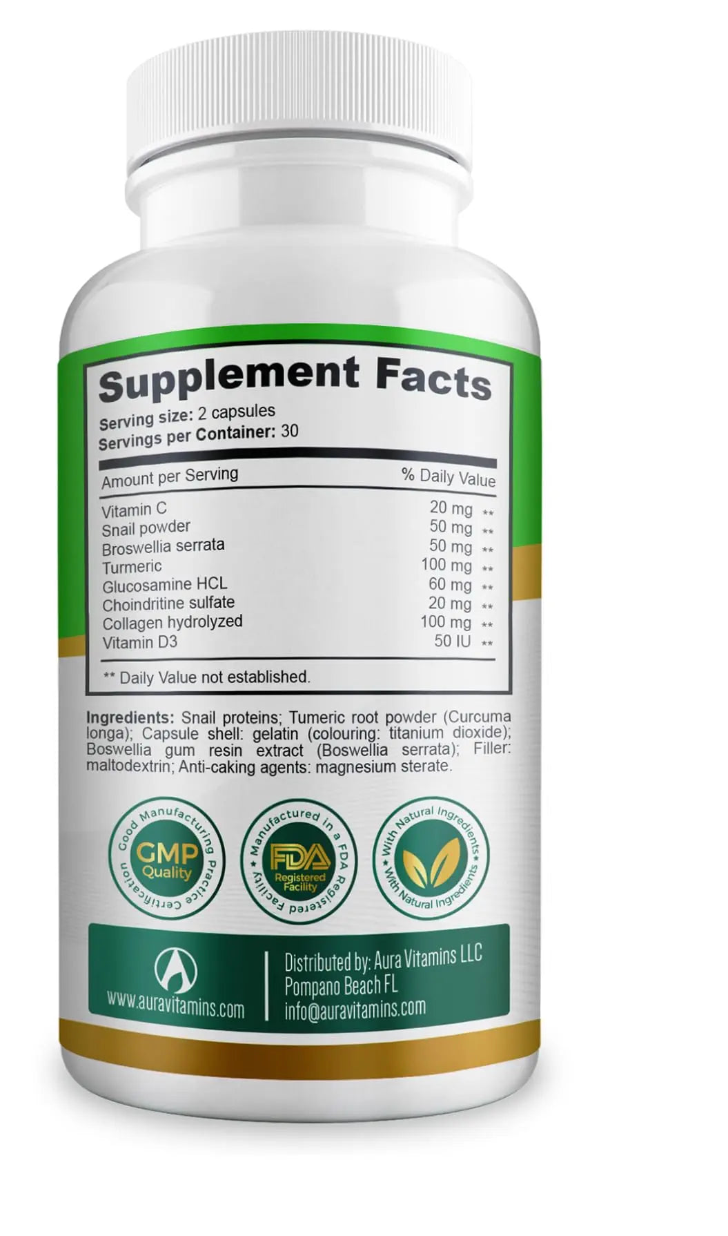 AURA VITAMINS REGEMAX regenerates and Helps Alleviate Joint discomfort Supplement, Snail Protein, Boswellia Serrata, and Turmeric – 60 Caps. (2) AURA VITAMINS uk supplements