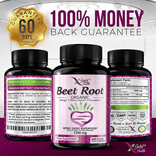 Organic Beet Root Powder 1350mg 200 Veggie caps Superfood Nitric Oxide Strongest X Gold Health uk supplements