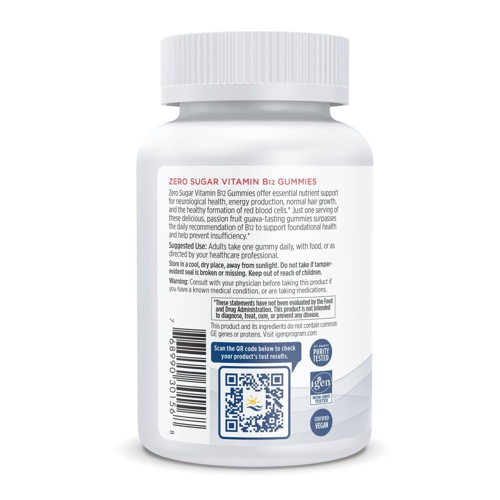 Nordic Naturals Zero Sugar Vitamin B12 Gummies - 2000 mcg Vitamin B12 per Gummy, Passion Fruit Guava Flavor - 30 Gummies, Essential Nutrient Support for Energy Production and Brain Health, 30 Servings Nordic Naturals uk supplements