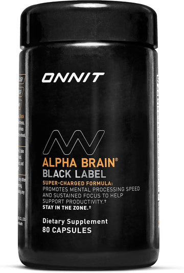 ONNIT Alpha Brain Black Label Capsules, IGEN Non-GMO Tested Citicoline Brain Supplement for Concentration and Memory, Lion’s Mane, Lutemax Lutein, L Theanine and Mucuna Pruriens, 80 Count ONNIT uk supplements