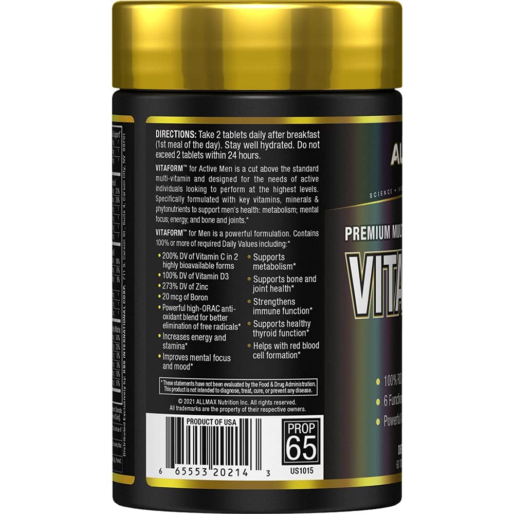 ALLMAX Nutrition Premium Vitaform, Performance Vitamin for Men, 60 Tablets ALLMAX uk supplements