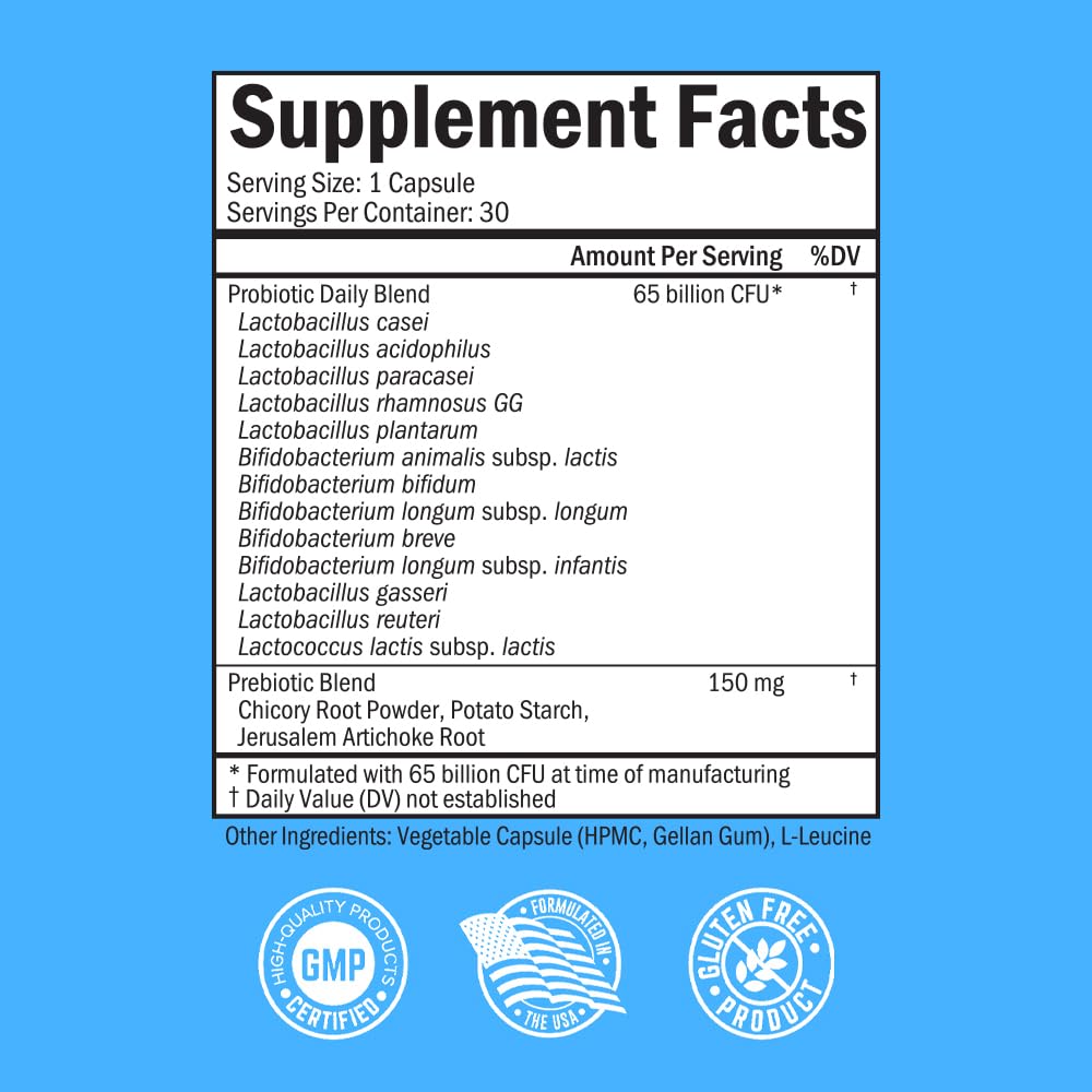 Probiotic 65 Billion - Probiotics with Prebiotic for Women & Men - Lactobacillus BioSchwartz uk supplements