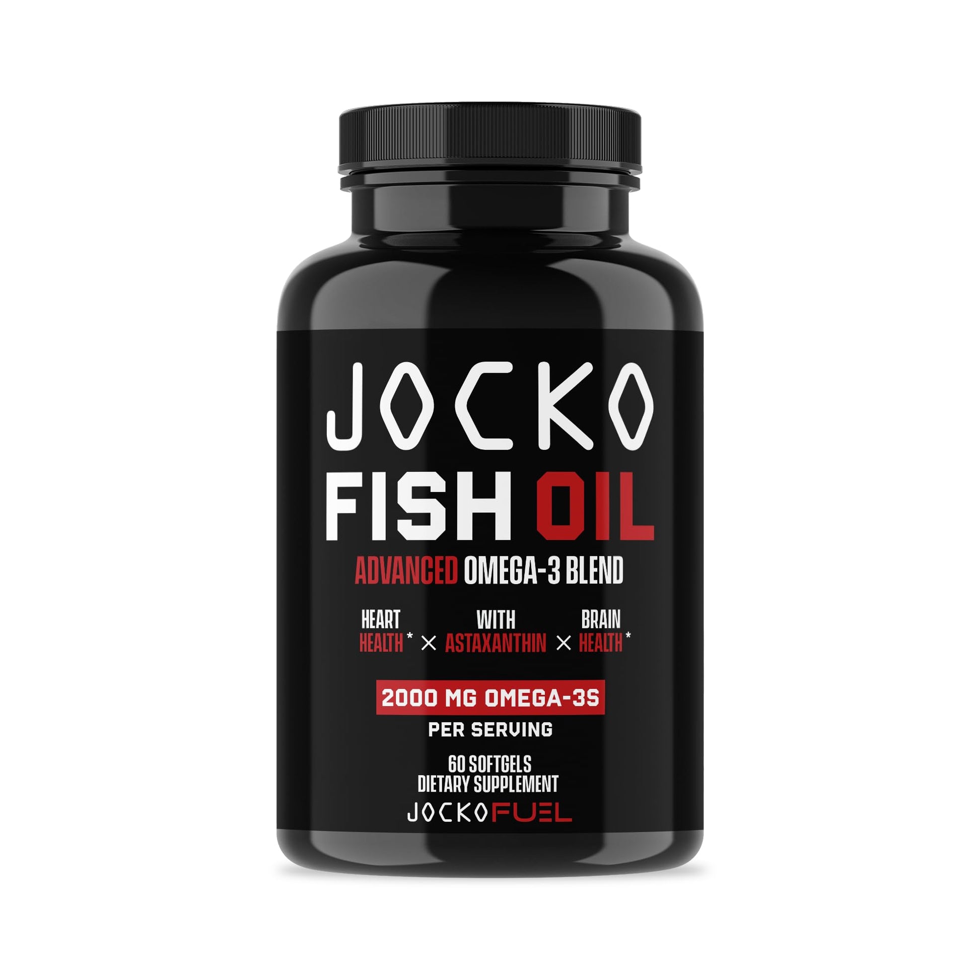 Jocko Fuel Omega 3 Fish Oil Supplement 2000mg - Burpless Fatty Acid Supplement, Wild Caught, Powerful Antioxidant with Astaxanthin (60 Capsules) Jocko Fuel uk supplements