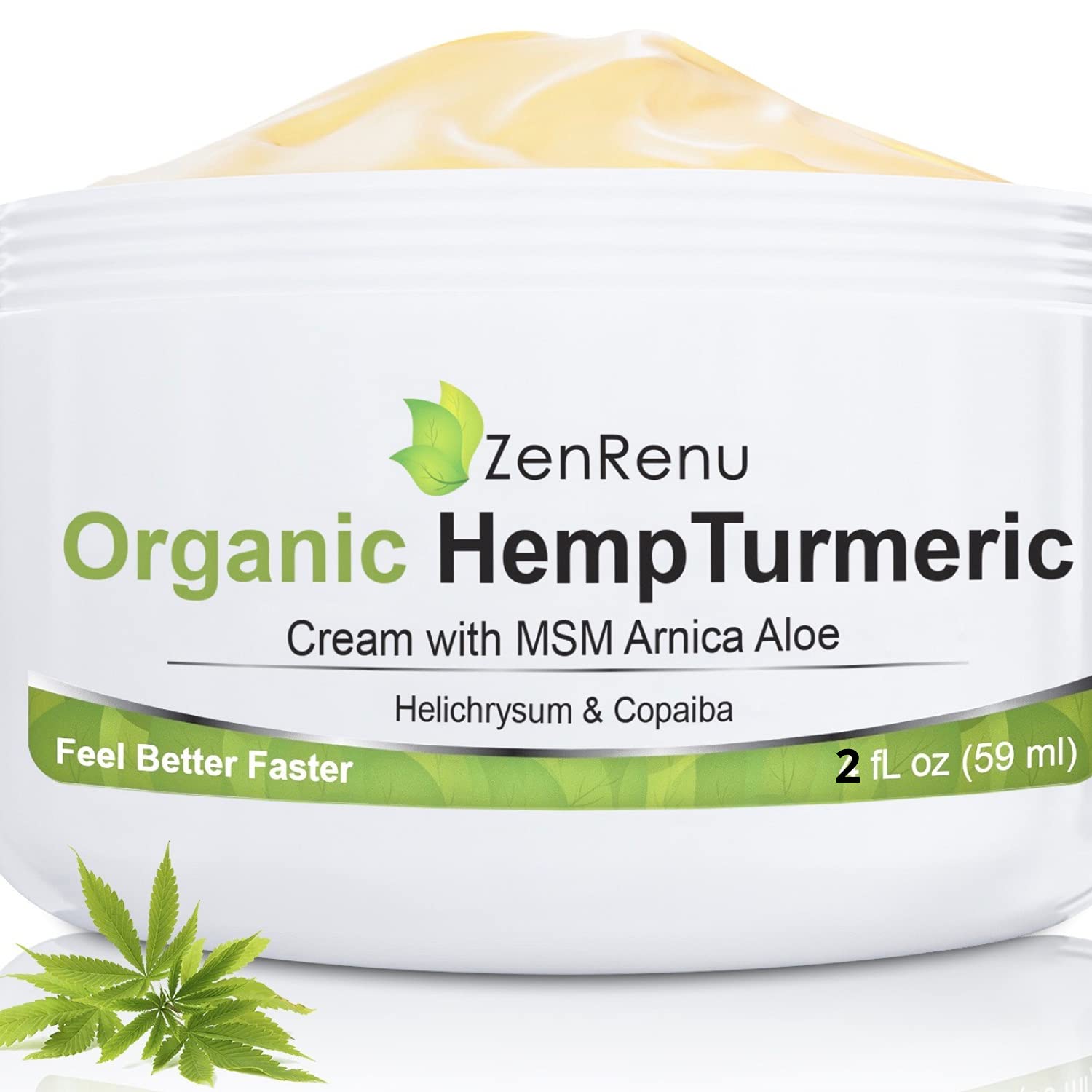 Zenrenu Hemp Joint & Muscle Relief Cream with Turmeric, Arnica, MSM, Hemp Oil & 7 Essential Oils - Non-Greasy & Soothing Formula for Back, Neck, Elbows, Knees, & Hip - ZenRenu, 2 oz Zenrenu uk supplements