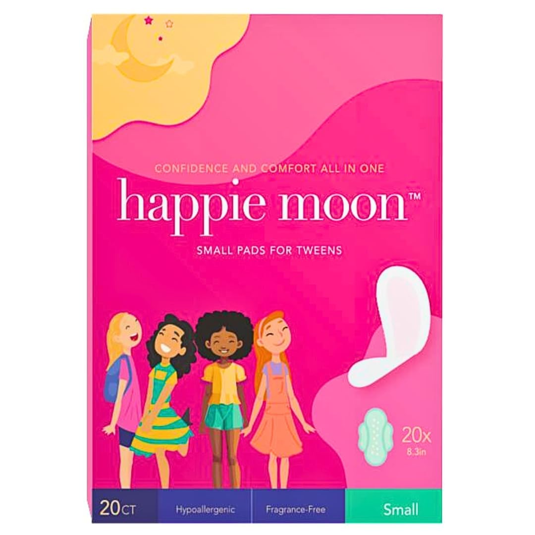 happie moon Tween and Teen Pads | Small Organic Cotton Cover Period Pads | Ultra Thin Cotton Pads Happie Moon uk supplements
