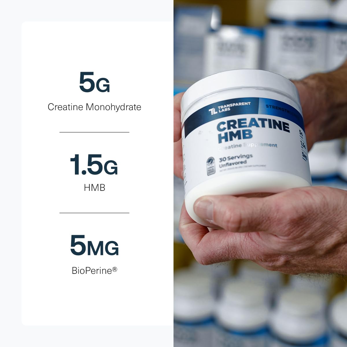 Transparent Labs Creatine HMB - Creatine Monohydrate Powder with HMB for Muscle Growth, Increased Strength, Enhanced Energy Output, and Improved Athletic Performance - 30 Servings, Unflavored Transparent Labs uk supplements