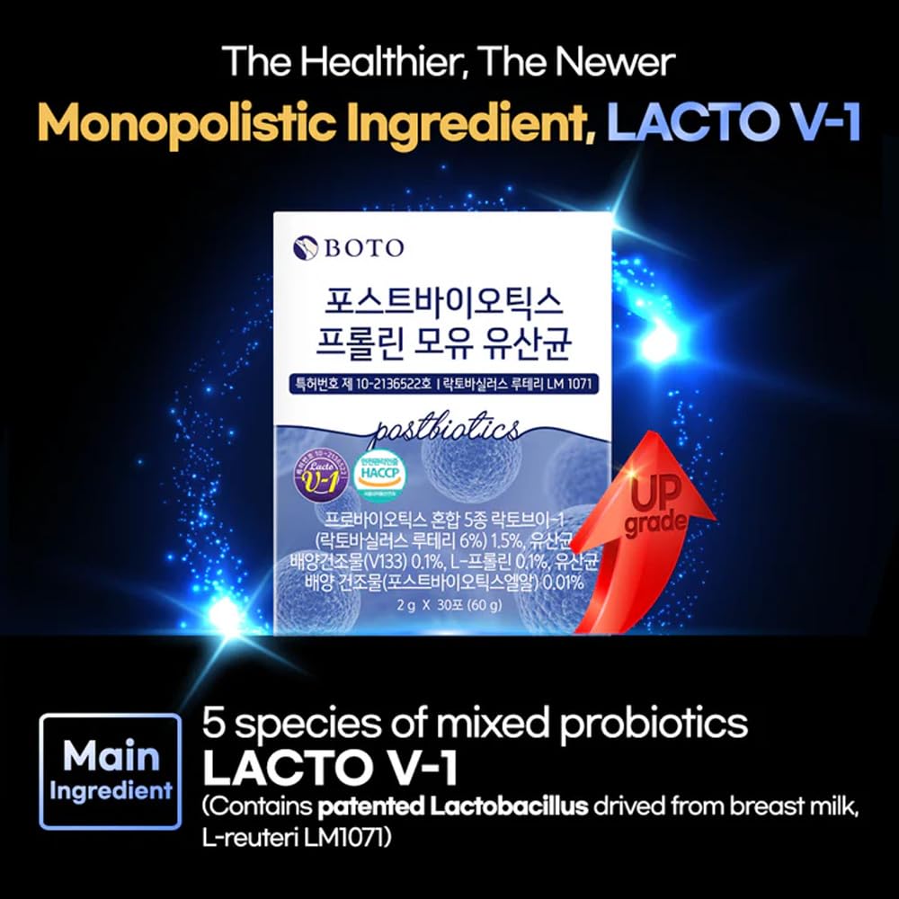 ZIOSTAND BOTO Korean Care it Probiotics Natural Prebiotics Proline Breast Milk Lactobacillus, Colon Cleanse, Immunity Support - 1 Month (30 of Pack, PostBiotics) ZIOSTAND uk supplements