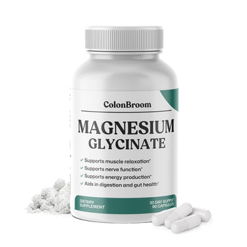 ColonBroom Pure Magnesium Glycinate Capsules | Supplement for Sleep, Heart & Muscle Support | Non-GMO, Gluten Free, Vegan & Sugar-Free | 1 Month Supply (90 Capsules) ColonBroom uk supplements