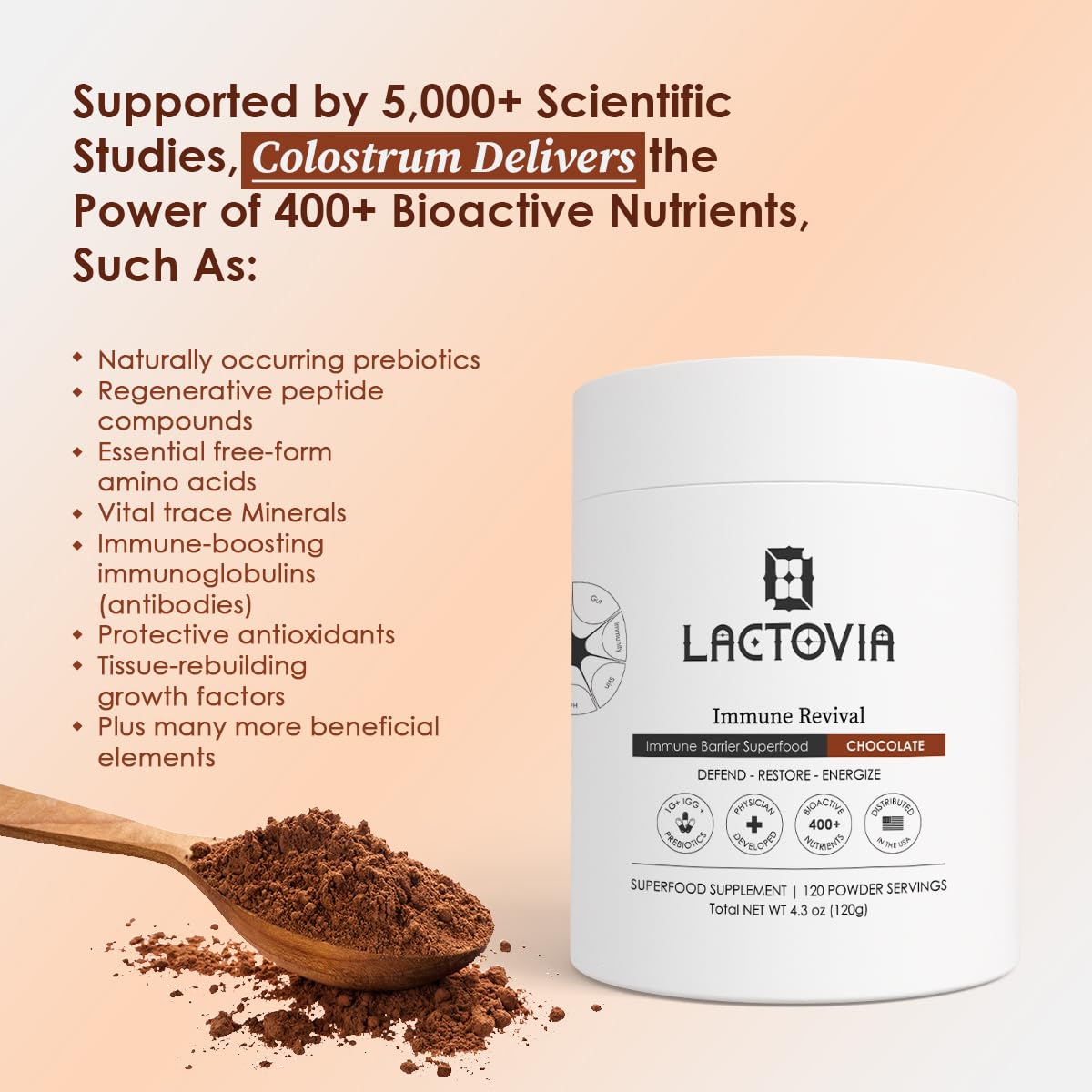 LACTOVIA Bovine Colostrum Powder – Chocolate Flavor | Grass-Fed Colostrum Supplement | Gut & Immune Health Support | Keto, Gluten & Fat-Free | for Women & Men LACTOVIA uk supplements