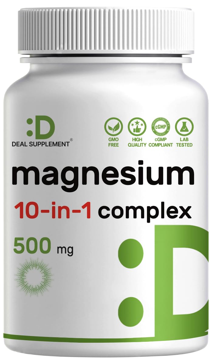 Magnesium Complex 500mg, 240 Veggie Capsules – 10-in-1 Glycinate, Citrate, Malate, Oxide, & More – 100% Chelated for Easy Absorption – Essential Mineral Supplement – Non-GMO DEAL SUPPLEMENT uk supplements
