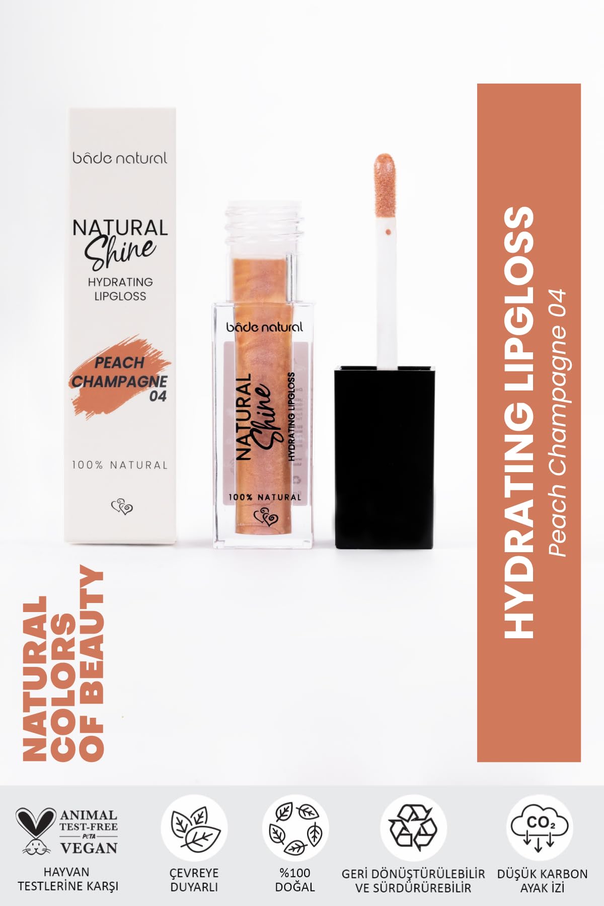 Bade Natural Moisturizing Lip Gloss Peach Champagne 04 – Soft Shine Finish, Smooth Non-Sticky Formula Bade Natural uk supplements