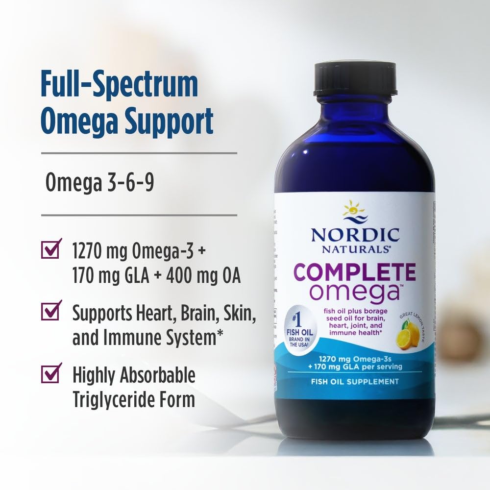 Nordic Naturals Complete Omega, Lemon Flavor - 8 oz - 1270 mg Omega-3 - EPA & DHA with Added GLA - Healthy Skin, Cognition, Positive Mood - Non-GMO - 48 Servings Nordic Naturals uk supplements