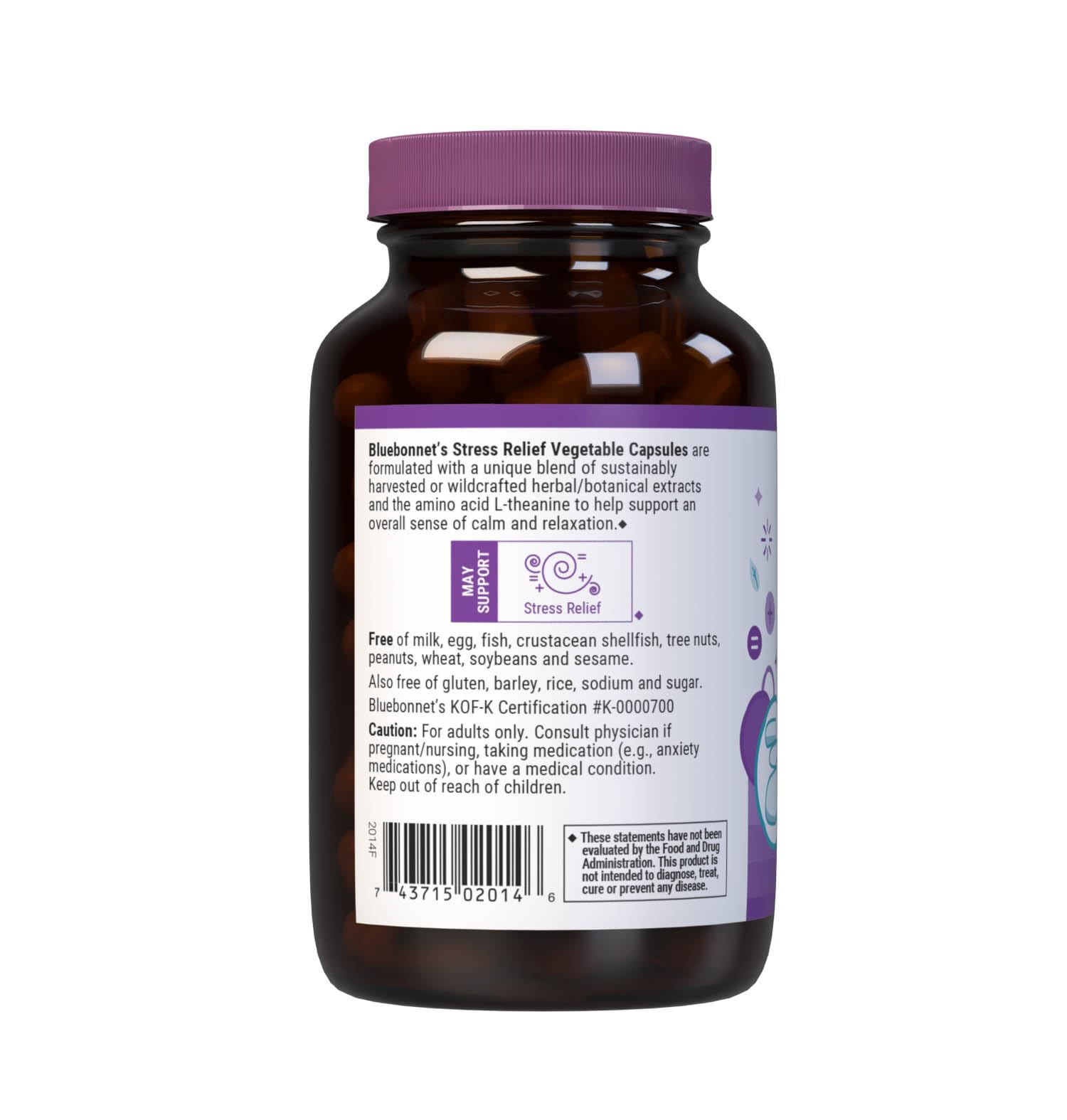 BlueBonnet Targeted Choice Stress Relief Whole Food Based Ashwagandha Extract, L-Theanine, Lemon Balm, Rhodiola Relaxing Calm Mood Supplement for Women & Men - Non-GMO, Vegan - 60 Vegetable Capsules BlueBonnet uk supplements