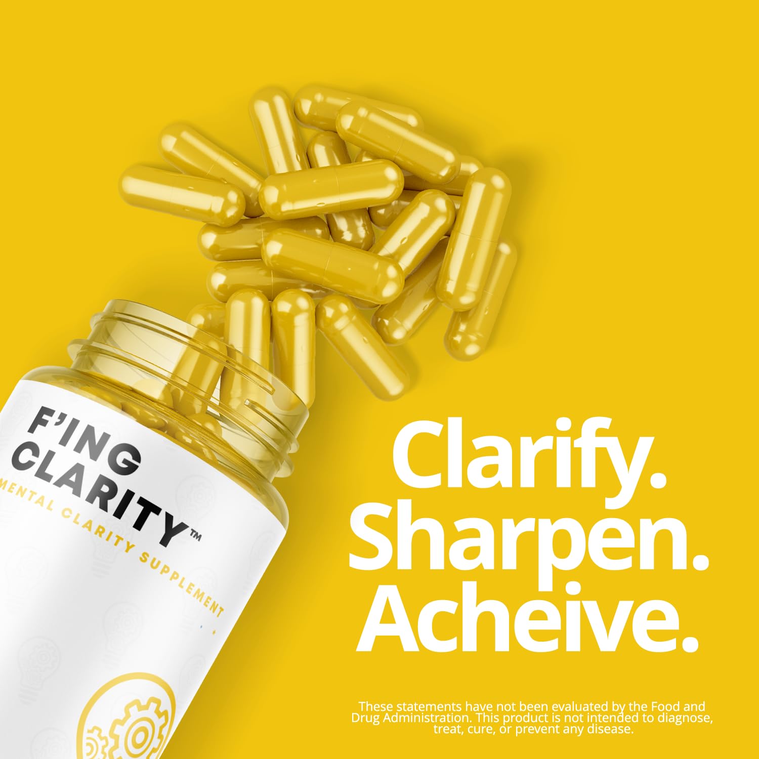 F'ing Clarity - Clarity, Memory + Brain Boosting Nootropic Supplement | Bacopa Extract, Phosphatidylserine 20%, Gingko Biloba Extract, Rhodiola Rosea Extract, DMAE Bitrartrate, B-12, Huperzine A F'ing uk supplements