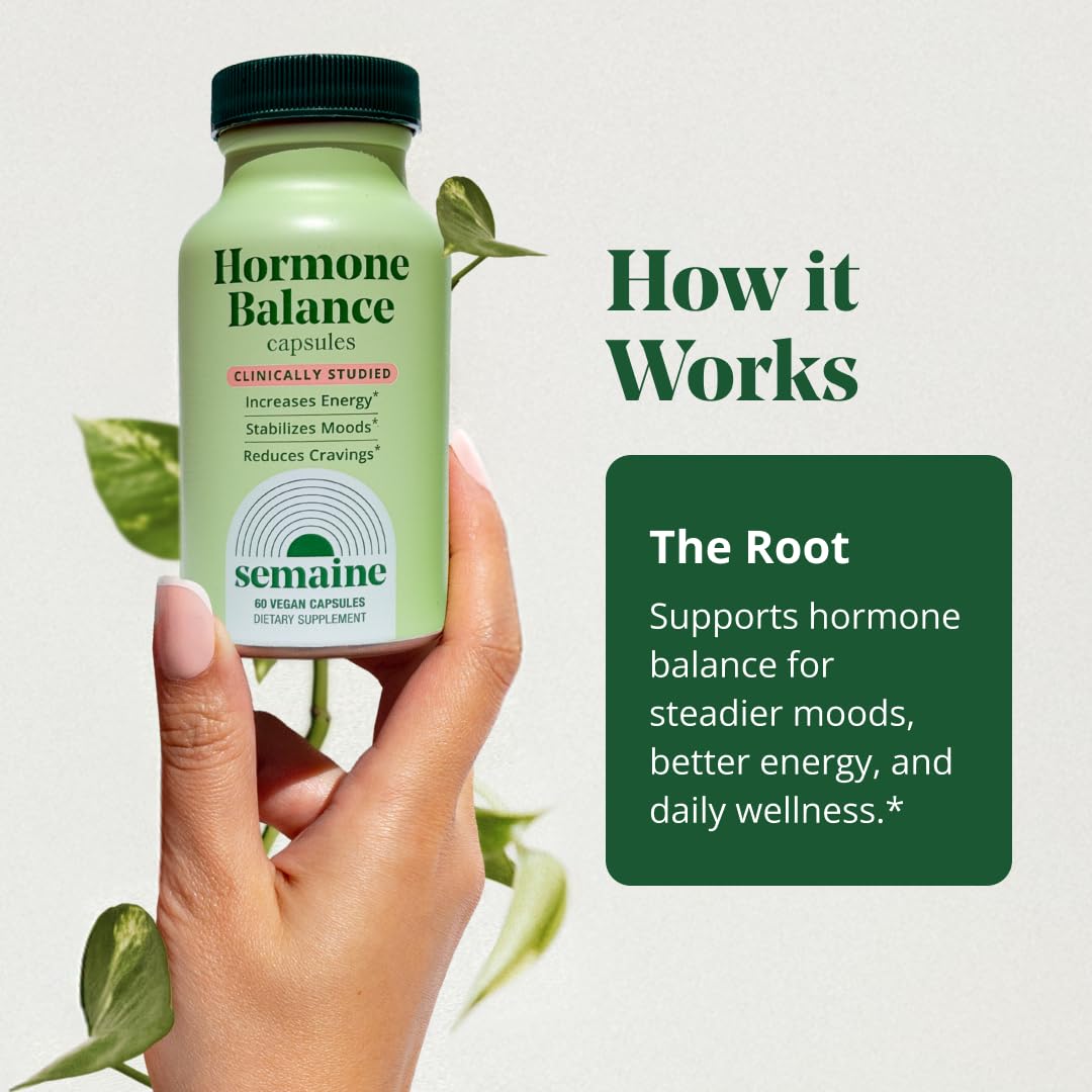 Semaine Hormone Balance – Clearer Skin, Enhanced Moods, Deeper Sleep & Happier Hormones. Hormone-Free, Vegan Capsule, Multi-Symptom Support (60 ct) Semaine uk supplements