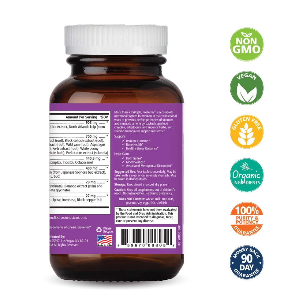 Pure Essence Labs ProFema - Multivitamin for Women - Natural Menopause Relief Supplement - Promotes Hormone Balance, Reduces Hot Flashes, Mood Swings, Night Sweats (60 Capsules) PURE ESSENCE LABS uk supplements