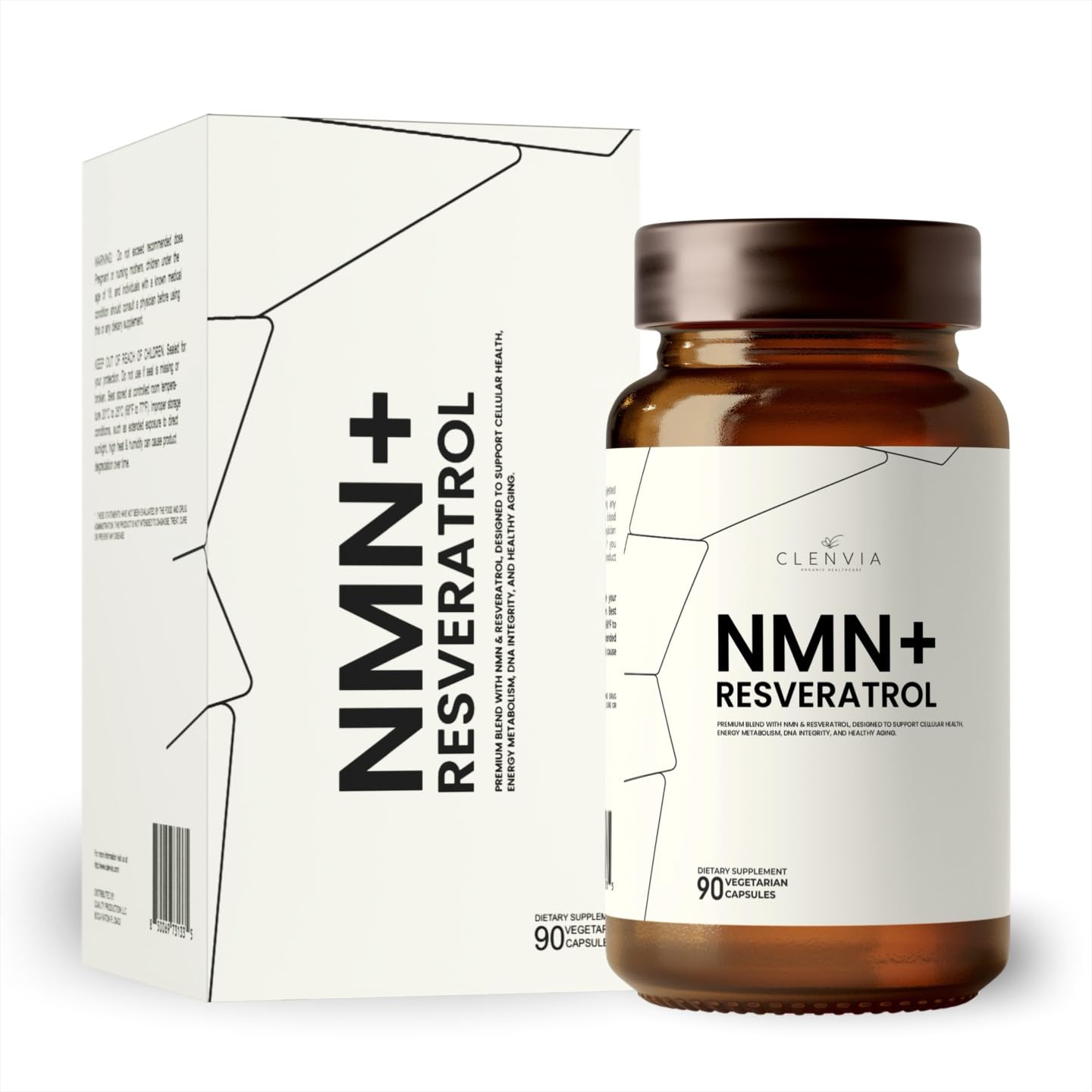 CLENVIA Premium NMN Supplement with Resveratrol – High Potency NAD+ Support Formula – >99.7% Purity – Third-Party Tested – Made in USA – 500mg Nicotinamide + 100mg Resveratrol – 90 Capsules CLENVIA uk supplements
