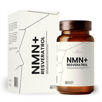 CLENVIA Premium NMN Supplement with Resveratrol – High Potency NAD+ Support Formula – >99.7% Purity – Third-Party Tested – Made in USA – 500mg Nicotinamide + 100mg Resveratrol – 90 Capsules CLENVIA uk supplements