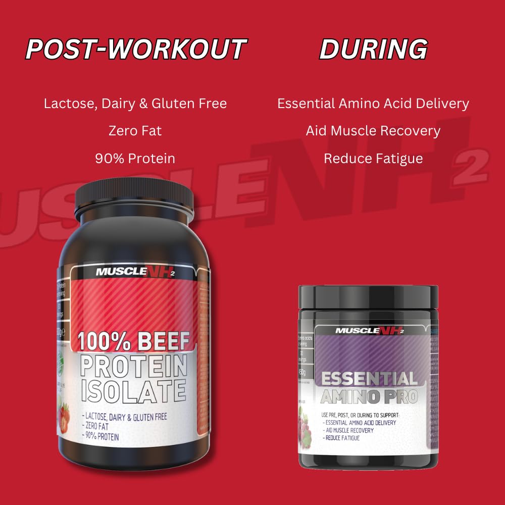 MuscleNH2 Beef Protein Isolate Powder 90%, High Protein, Low Fat, Dairy Free, Gluten Free, Soy Free MuscleNh2 uk supplements