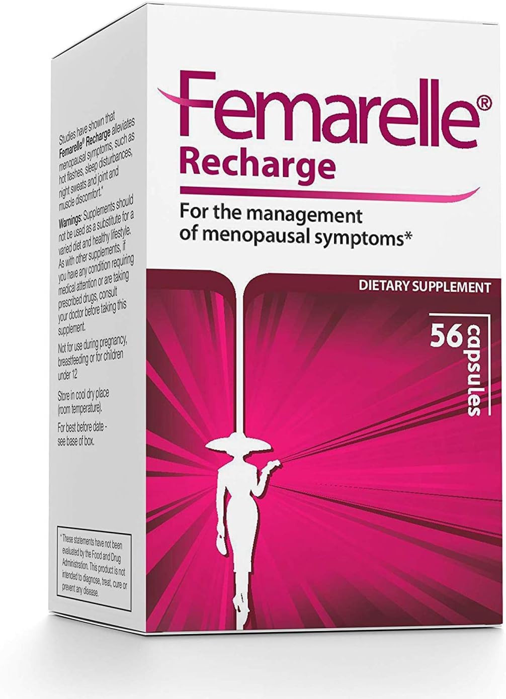 Femarelle® Recharge – Menopause Supplement for Women - Clinically Proven Menopause Relief - Hot Flashes, Night Sweats, Sleep & Libido Support Within 1st Month, Gluten-Free, GMO-Free & Hormone Free Femarelle uk supplements