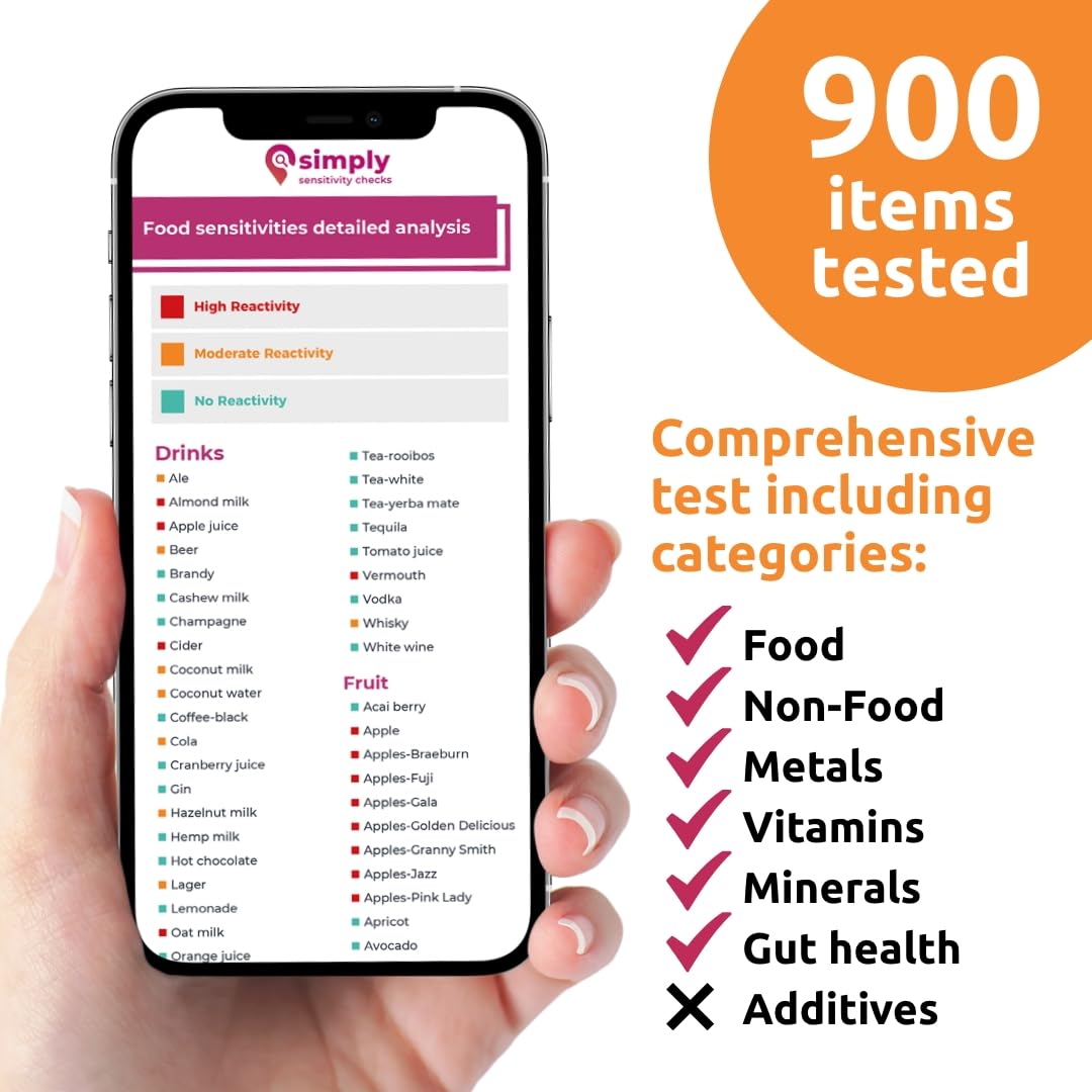 Simply Sensitivity Checks 900+ Items Food Sensitivity Test Kit for Adults – Foods & Non-Foods, Including Lactose, Gluten, Vitamins, Minerals, Gut Health & More – at-Home Food Intolerance Test Kit Simply Sensitivity Checks uk supplements