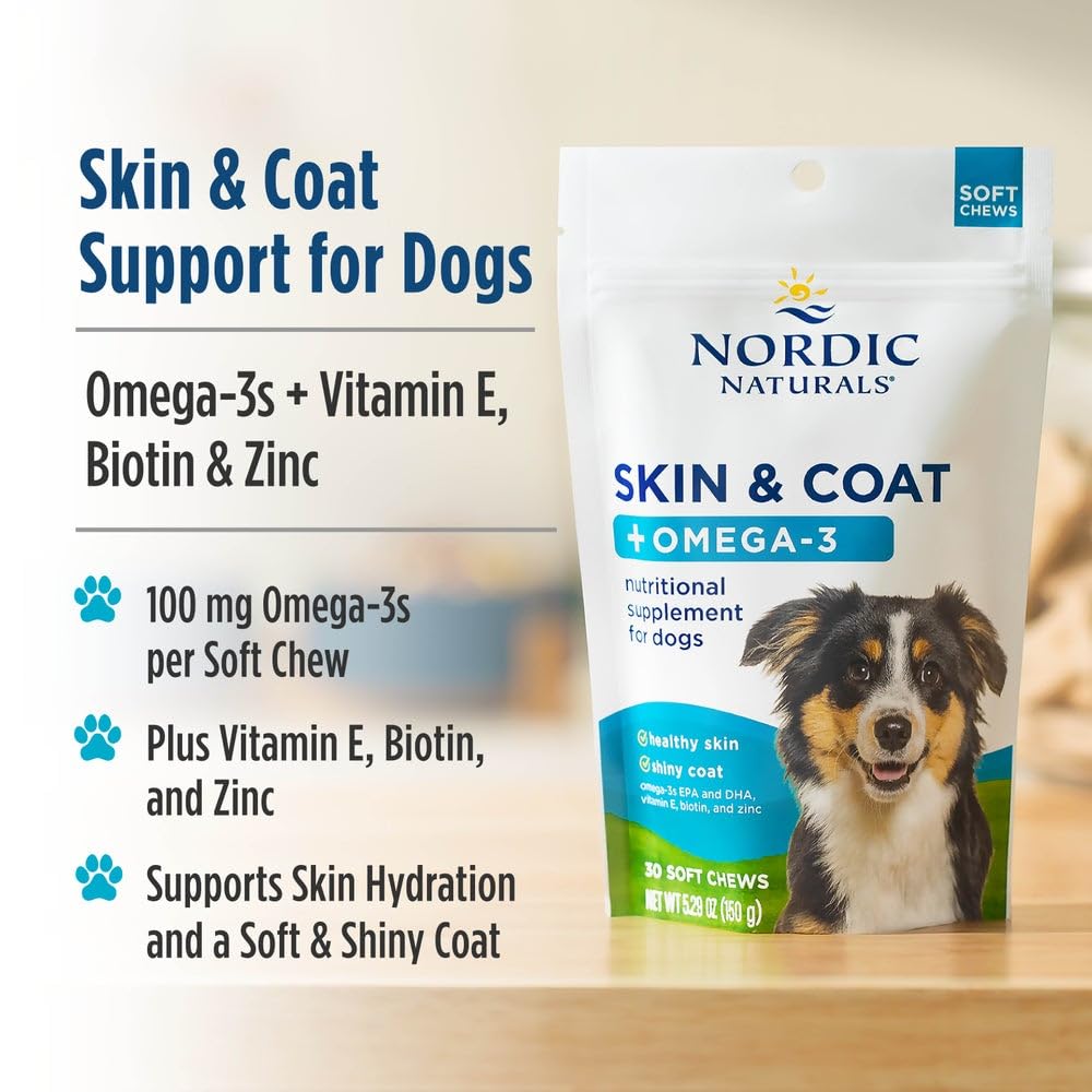 Nordic Naturals Pet Skin & Coat Soft Chews with Omega-3-30 Pork Bone Broth Flavored Soft Chews - Nutritional Support for Healthy Skin & a Soft and Shiny Coat - Non-GMO and IFOS Certified Nordic Naturals uk supplements