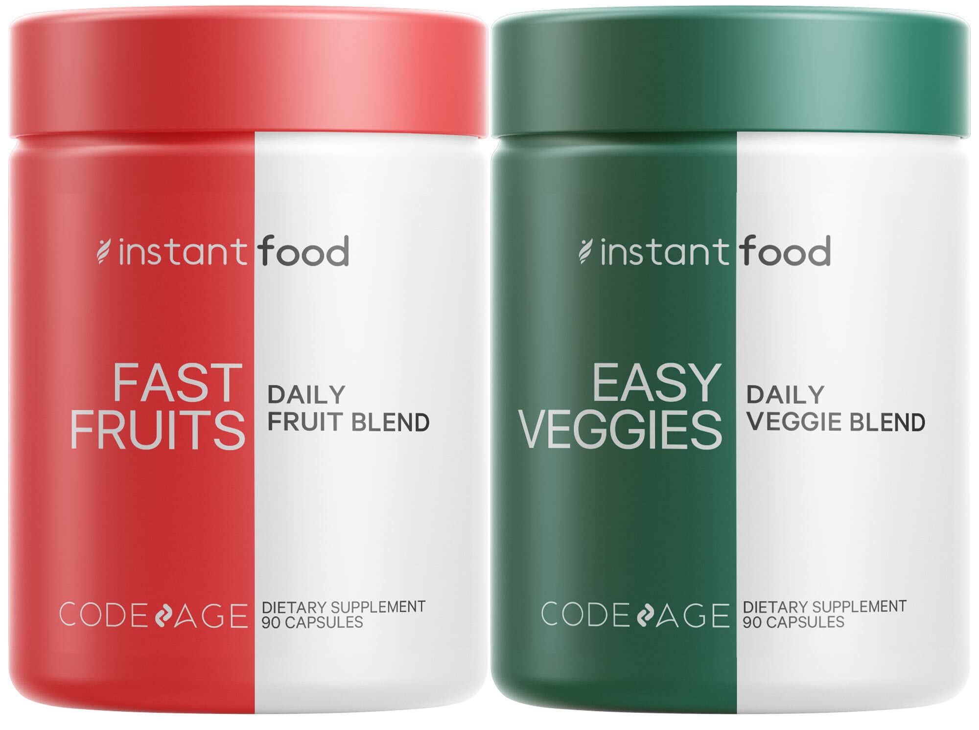 Codeage InstantFood Easy Veggies + Fast Fruits Bundle – Vegetable & Fruit Blend Capsule Supplement – Plant-Based Phytonutrient Formula – Vegan, Non-GMO – 180 Capsules Codeage uk supplements