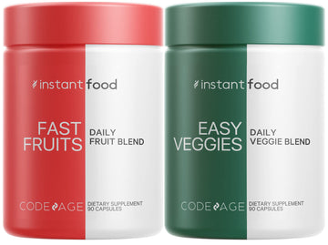 Codeage InstantFood Easy Veggies + Fast Fruits Bundle – Vegetable & Fruit Blend Capsule Supplement – Plant-Based Phytonutrient Formula – Vegan, Non-GMO – 180 Capsules Codeage uk supplements
