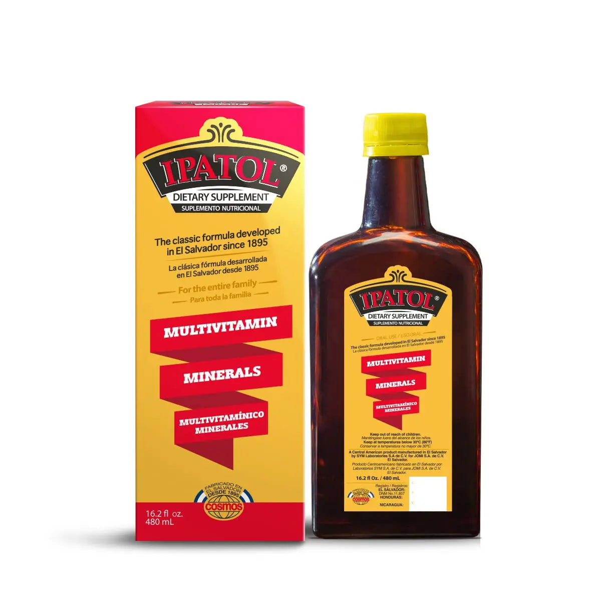 Ipatol, Multivitamin Supplement, Since 1895. Vitamin A, D, Calcium, Iron, Manganese, Sodium, Potassium. Suplemento multivitaminico, Desde 1895 Ipatol uk supplements