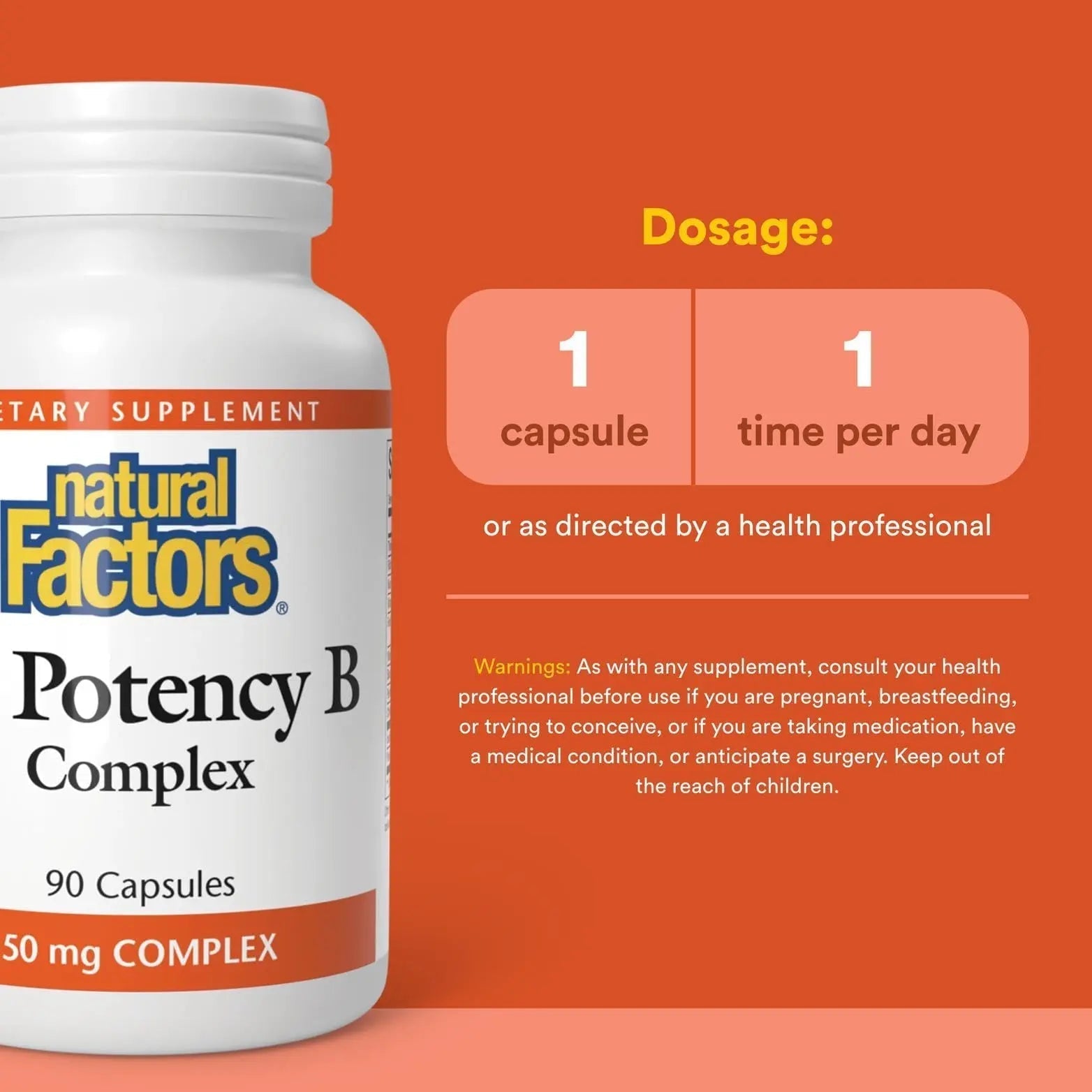 Natural Factors Hi Potency B Complex, 50 mg, 90 Capsules Natural Factors uk supplements