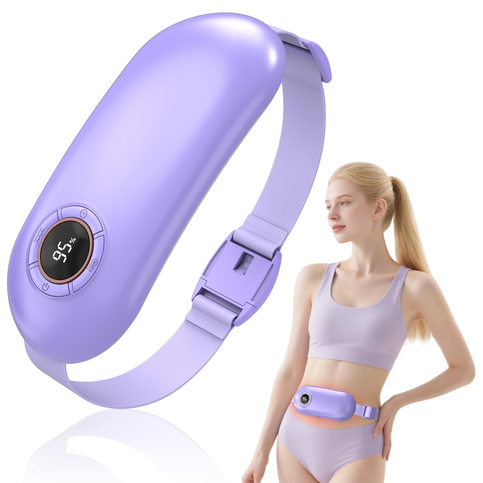 Heating Pad for Period Cramps, 3 Heat Levels and 3 Massage Modes, Portable Heating Pad for Menstrual Cramps Relief, Electric Heat Belt, Christmas Gifts for Women and Girl Stocking Stuffers(Purple) SZO uk supplements
